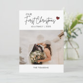 レッドプレイド写真クリスマススクリプト結婚の感謝の気持ち シーズンカード (スタンド正面)