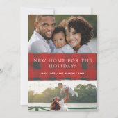 レッドプレイド新しい家のための休日の写真の移動 シーズンカード (正面)