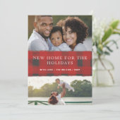 レッドプレイド新しい家のための休日の写真の移動 シーズンカード (スタンド正面)