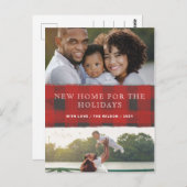 レッドプレイド新しい家のための休日の写真の移動 ポストカード (正面/裏面)