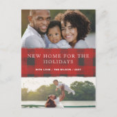 レッドプレイド新しい家のための休日の写真の移動 ポストカード (正面)