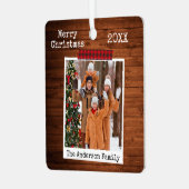 レッドプレイド木工芸品テープインスタントフォトスタイル メタルオーナメント (正面左)