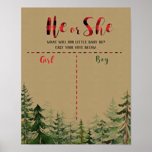 レッドプレイド木材ランバージャック投票ボード ポスター (正面)