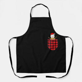 レッドプレイド雪だるまインポケットバッファローファミリー エプロン
