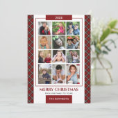 レッドプレイド12家族の写真コラージクリスマス シーズンカード (スタンド正面)