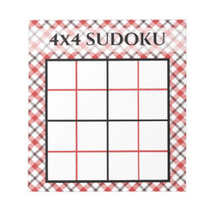 レッドプレイド4x4スドクグリッドテンプレート ノートパッド
