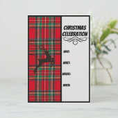 レッドプレイド&ブラックトナカイクリスマスお祝い 招待状 (スタンド正面)