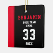 レッドプレイヤー名番号チームスポーツキッズキープサケ セラミックオーナメント (左)