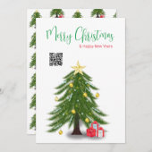 レッドプレゼントフラットホリデーカード付きクリスマスツリー シーズンカード (正面/裏面)