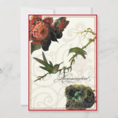 レッドプロテアのハミングバード - ヴィンテージ ブライダルシャワー 招待状 (裏面)