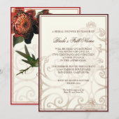 レッドプロテアのハミングバード - ヴィンテージ ブライダルシャワー 招待状 (正面/裏面)