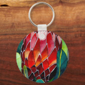 レッドプロテア花オリジナル水彩画 キーホルダー (正面)