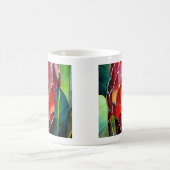 レッドプロテア花オリジナル水彩画 コーヒーマグカップ (中央)