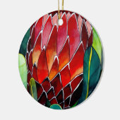 レッドプロテア花オリジナル水彩画 セラミックオーナメント (左)