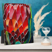 レッドプロテア花オリジナル水彩画 フォトプラーク (側面)
