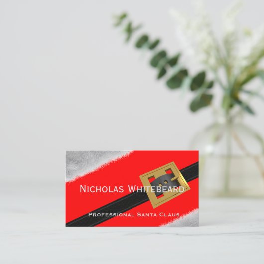 レッドプロフェッショナルサンタクロースカスタムビジネスカード 名刺 (スタンド正面)