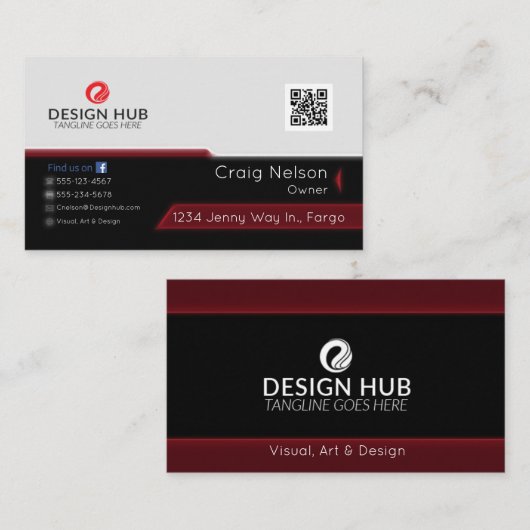 レッドプロフェッショナル名刺デザイン 名刺 (正面/裏面)