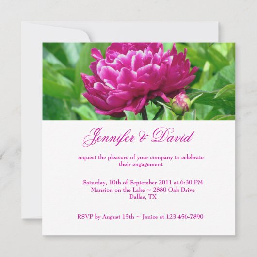 レッドプーニー婚約招待状 招待状 (正面)