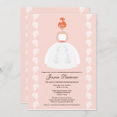 レッドヘかわいらしッドブライダルシャワーピンク招待状 招待状 (正面/裏面)