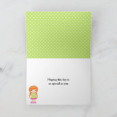 レッドヘアガールスリーポバースランバーパーティー誕生日 カード (内部)