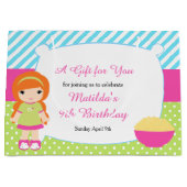 レッドヘアガールスリーポバースランバーパーティー誕生日 ラージペーパーバッグ (正面)