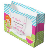 レッドヘアガールスリーポバースランバーパーティー誕生日 ラージペーパーバッグ (正面アングル)