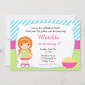 レッドヘアガールスリーポバースランバーパーティー誕生日 招待状 (正面)