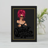 レッドヘアガールバースデーパーティーフォイル招待状 箔招待状 (立ち正面)