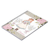 レッドヘアガールピンクローズヴィンテージ ビクトリアン ノートブック (左側)