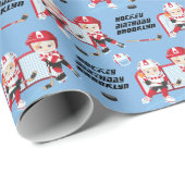 レッドヘアガールホッケー誕生日 パーソナライズされた ラッピングペーパー (ロールコーナー)