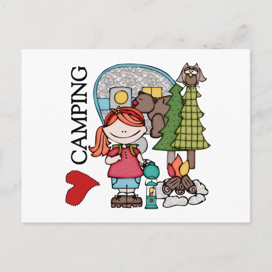 レッドヘアガール私はキャンプが大好き ポストカード (正面)