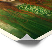 レッドヘアケルト結び目模様ヘッドバンドアールヌーボーウーマン ポスター (角)