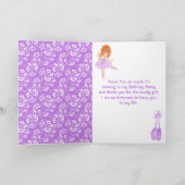 レッドヘアバレリナパープル誕生日サンキューカード サンキューカード (内部)