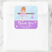 レッドヘアバレリーナパープル誕生日サンキュースクアール スクエアシール (バッグ)