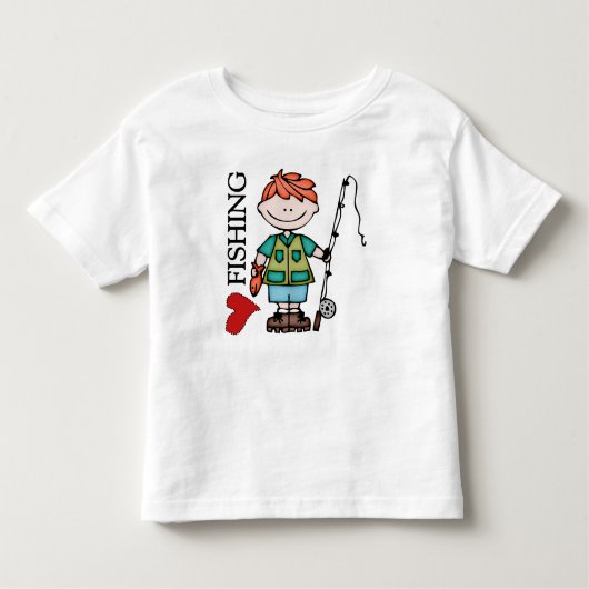 レッドヘアボーイIラブ魚釣り トドラーTシャツ (正面)