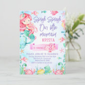 レッドヘアマーメイドアンダーザシー誕生日招待状 招待状 (スタンド正面)