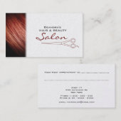レッドヘア金ゴールドスタイリストサロンアポイントメントカード 予約カード (正面/裏面)