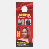 レッドヘア&美しいサロンブレイダーヘアスタイリストウィッグ ドアノブサイン (正面)