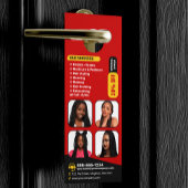 レッドヘア&美しいサロンブレイダーヘアスタイリストウィッグ ドアノブサイン