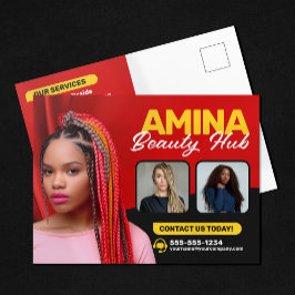 レッドヘア&美しいサロンブレイダーヘアスタイリストウィッグ ポストカード