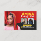 レッドヘア&美しいサロンブレイダーヘアスタイリストウィッグ 名刺 (正面)