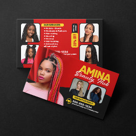 レッドヘア&美しいサロンブレイダーヘアスタイリストウィッグ 名刺