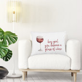レッドヘイ女の子あなたがワインのグラスに値する引用文 アクセントクッション