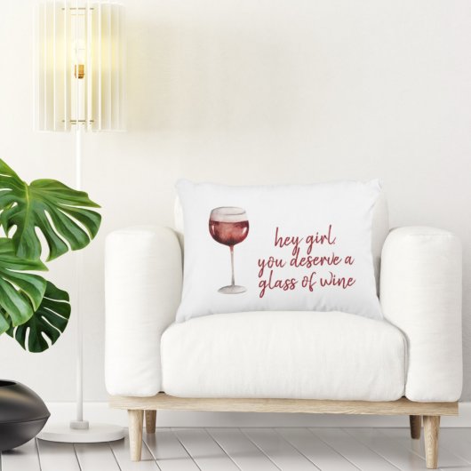 レッドヘイ女の子あなたがワインのグラスに値する引用文 アクセントクッション