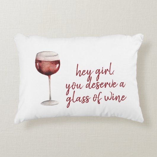 レッドヘイ女の子あなたがワインのグラスに値する引用文 アクセントクッション (正面)