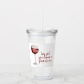 レッドヘイ女の子あなたがワインのグラスに値する引用文 アクリルタンブラー (正面)