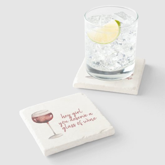 レッドヘイ女の子あなたがワインのグラスに値する引用文 ストーンコースター (横)