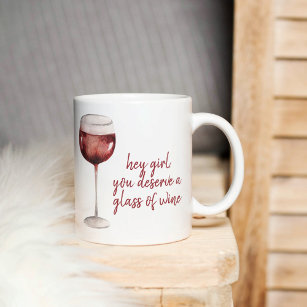 レッドヘイ女の子あなたがワインのグラスに値する引用文 ツートーンマグカップ
