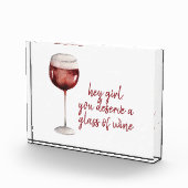 レッドヘイ女の子あなたがワインのグラスに値する引用文 フォトブロック (右)