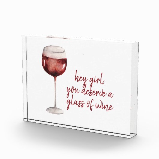 レッドヘイ女の子あなたがワインのグラスに値する引用文 フォトブロック (右)